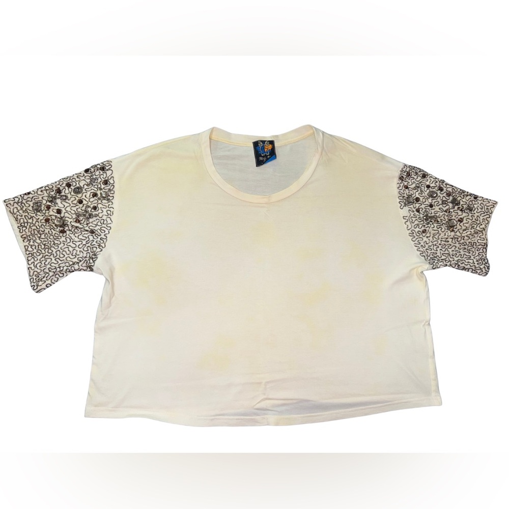 Stylish Oversized Sweater with Beaded Sleeve Embellishments